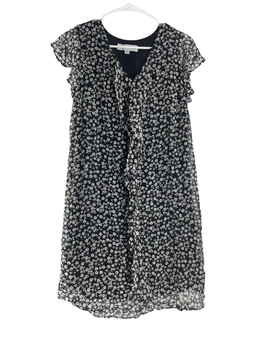 Emma & Michelle Black White Floral Short Sleeve Mini Dress Women's Size Medium